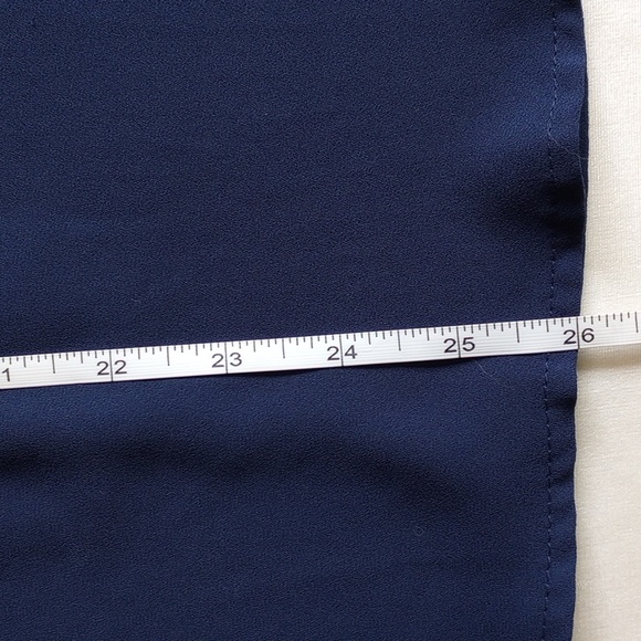 NWOT Lush V-Neck Chiffon Blouse S Blue Strappy Detail Cuffs - 50off3 - Picture 6 of 8